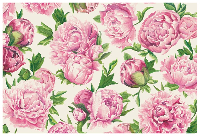 Hester & Cook Disposable Paper Placemats for Dining Table - Peonies Flower Square Place Mats for Parties - 18 Sheets Per Pad American Made - Image 1